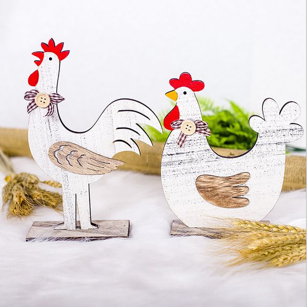 

easter drop ornaments easter decorations wooden cock hen shapes ornaments craft gifts happy home room decor d7