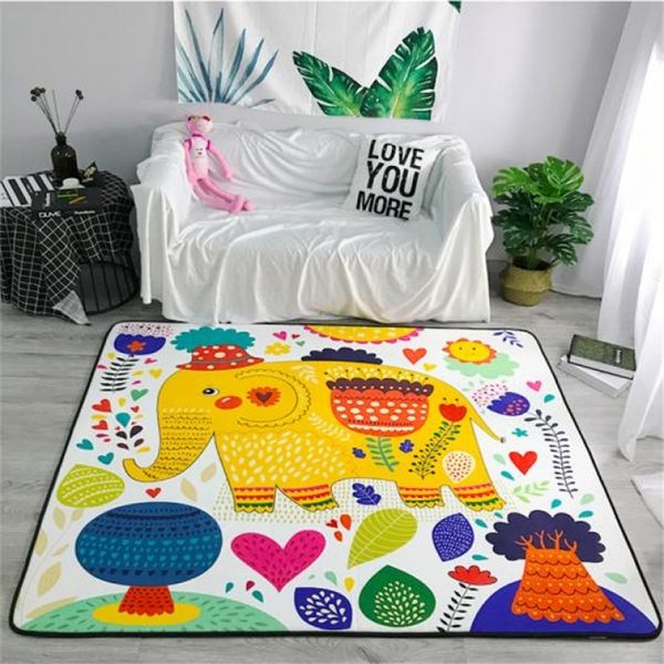 

cartoon elephant carpets soft flannel area rugs parlor kids room anti-slip large baby crawling mat rug carpet for living room