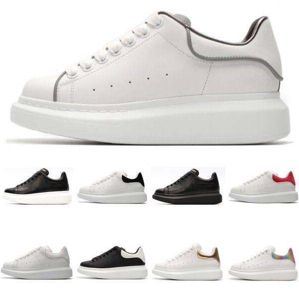 

new luxury designer men women sneakers fashion white black gold leather platform shoes flat casual shoes36-44