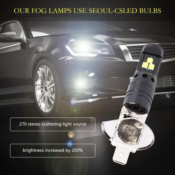 

2pcs h1 led car headlight bulbs 12v 6500k 100w csp chip hi/lo beam auto fog lamp using the seoul-csp led bead to brighten