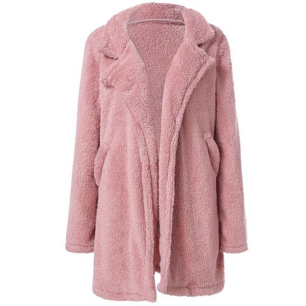 

black friday women fleece faux fur jacket coat autumn winter thick coats women casual outerwear female overcoat