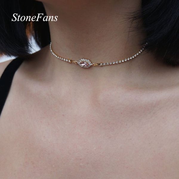 

stonefans простой горный хрусталь ожерелье цепь choker для женщин charm глаз кристалл воротник цепи ожерелье заявление jewlery, Silver