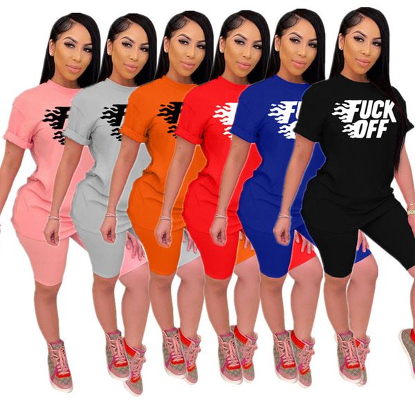 

summer women shorts tracksuit trendy letter print two piece set short sleeve t-shirt t shirt + shorts outfits casual streetwear suit, White