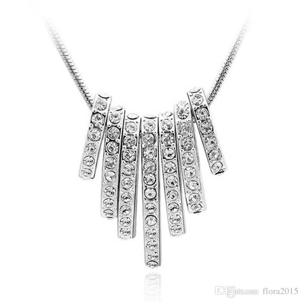

necklaces for women tassel white crystal from swarovski necklaces pendants luxury wedding party jewelry gift accessories, Silver