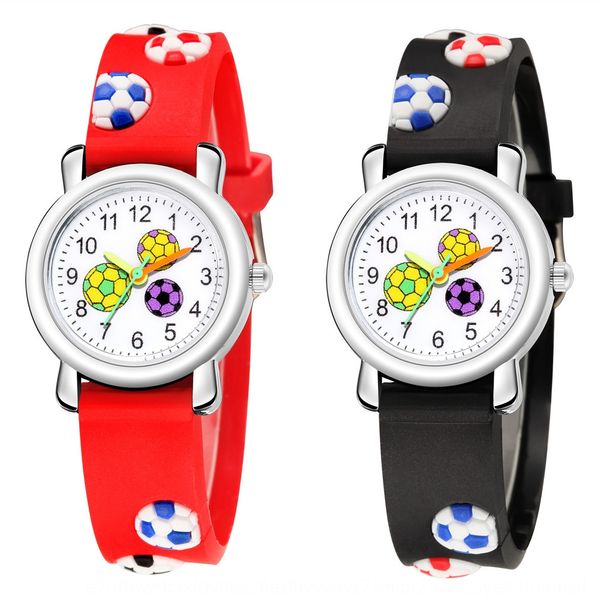 

children's cartoon 3d relief plastic gift tape football pattern student watch cute student gift watch, Blue