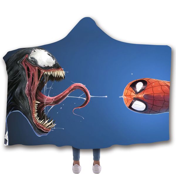 

american film venom fierce blanket hooded coral fleece warm blankets for winter wearable superhero blanket print decor
