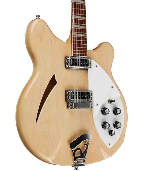 

new custom ric guitar natural wood 360 12 strings electric guitar semi hollow body triangle mother of pearloid fingerboard china guitars