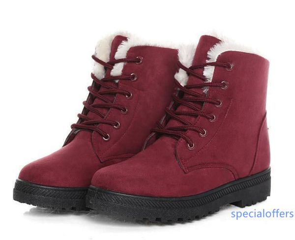 

0808 cqc16 womens winter suede leather boots snowball flat half boot ladies black warm knee boots designer botas