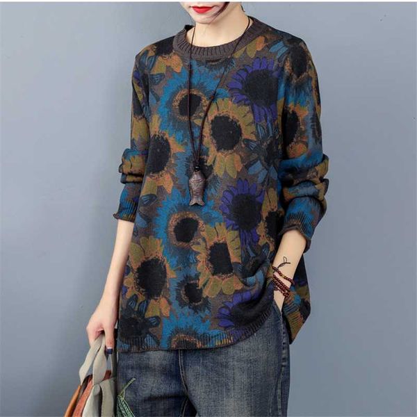 

pullover sweater women 2020 spring autumn fashion new print knitted sweater round neck long sleeve loose tide h0051, White;black