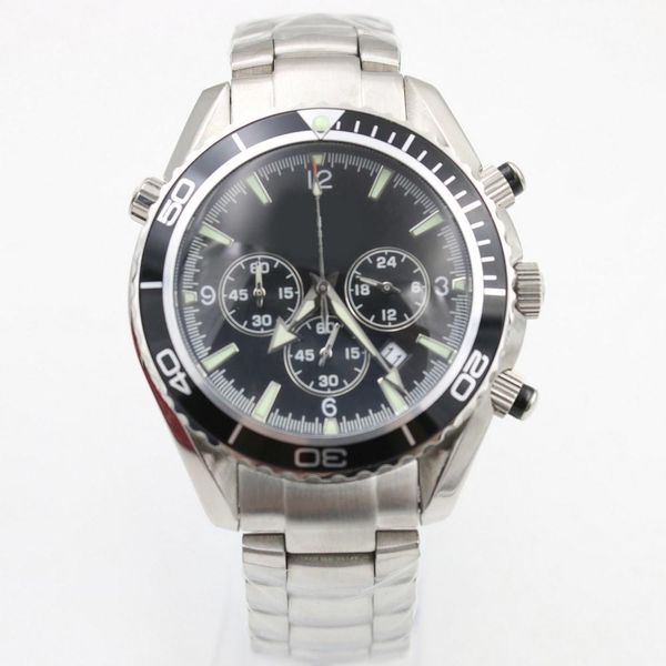 

2020 часы мужские 6-контактный мастер 43 мм нержавеющая сталь кварцевые часы малый циферблат работа тик скорость движения батареи часы 103, Slivery;brown