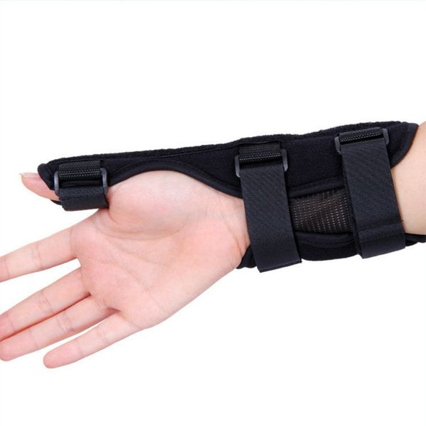 

1 piece adjustable wrist brace carpal tunnel syndrome wrist thumb splint sprain forearm palm protector pain relief hand bandage, Black;red