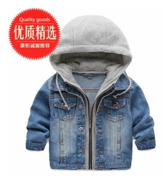 

children's clothing boy cowboy jacket baby spring and autumn cardigan 2017 tide children's denim clothing zipper cardigan shirt, Blue;gray