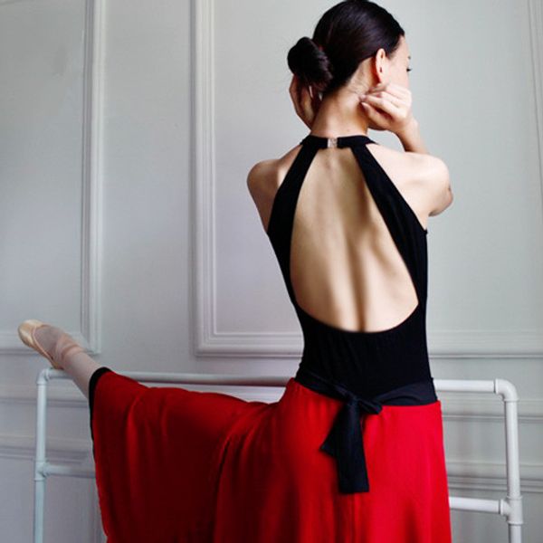

gymnastic swimsuit gymnastics leotard ballet tutu dance dancing skirt dress flat body suit jumpsuit swimwear costumes clothes, Black;red