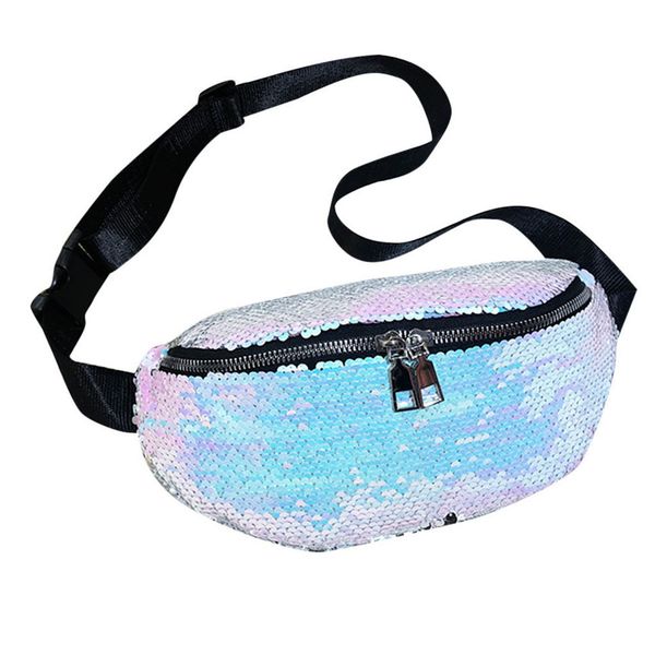 

women chest bag fashion sequin waist pack 2019 new fashion outdoor zipper messenger bag sports chest waist bags handbags