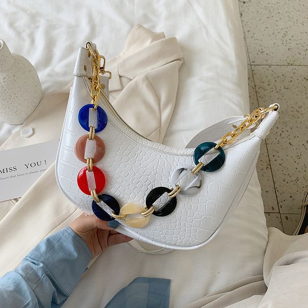 

fantasy 2020 new arrival colorful resin acrylic chain handbags for women fashion saddle bags female retro messenger shoulder bag