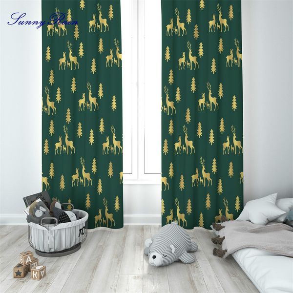 

sunnyrain 2-piece printed christmas curtains for living room drapes bedroom window curtains translucidus shading rate 41-85%