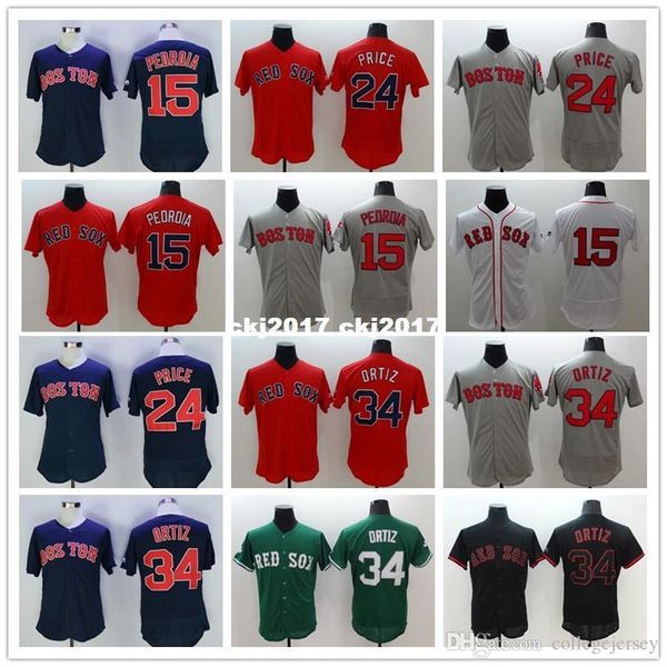 

mens 15 dustin pedroia 24 david price 34 david ortiz jersey red color red gray black blue green jersey quality, Blue;black