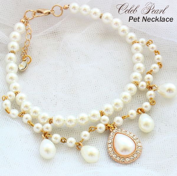 

handmade dog apparel pet accessories cat necklace exclusive design court baroque style vintage teardrop pearl petal poodle maltese