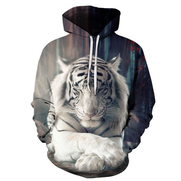 

men's hoodies & sweatshirts boutique spring hoodie sweatshirt 3d hd print tiger picture o-neck fashion hip hop student couple street we, Black