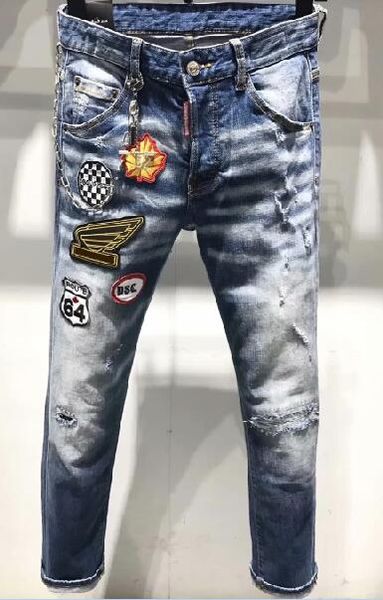 

dsenqi new men jeans ripped for men skinny jeans pants zipper outwear man pants 9623, Blue