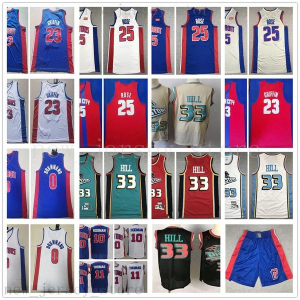 

2020 basketball player derrick 25 rose andre 0 drummond blake 23 griffin retro grant 33 hill blue dennis 10 rodman isiah 11 thomas jerseys, Black;red