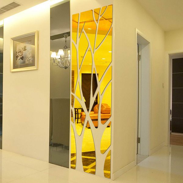 

modern mirror style removable decal tree art mural wall stickers home room decor