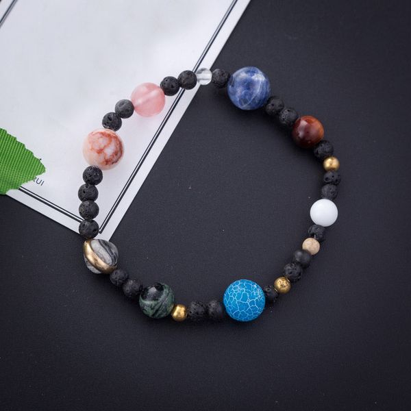 

the eight planets star natural stone bead bracelets universe galaxy beads bangle js24, Black
