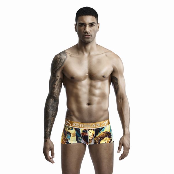 

men designer underpantscomfortable boxer pants personalized trendy mens printed low-rise breathable underpants vintage preppy new, Black;white