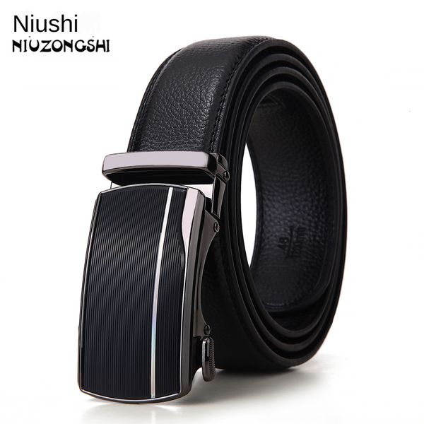 

listed business automatic buckle pure cowhide men's genuine leather hundred belt men's belt, Black;brown