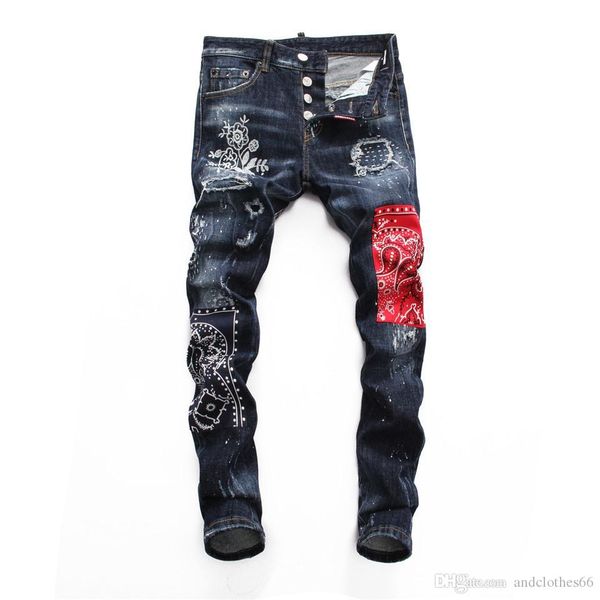 

mens designer jeans men slim fit motorcycle for mens vintage distressed denim jean pants hip hop mens designer joggers, Blue
