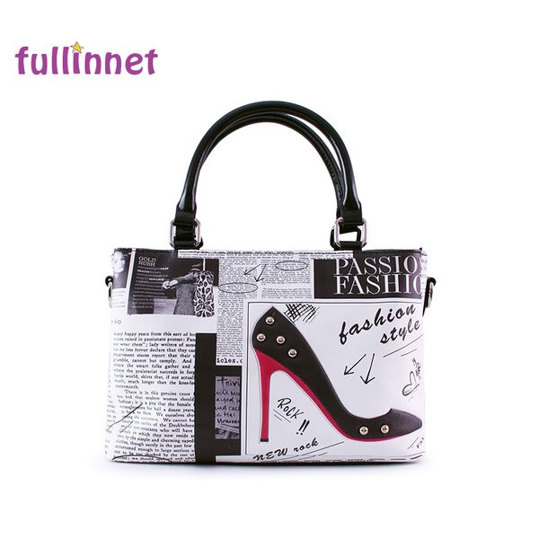 

new style designer pu hangbag/hand bag women with highheel 3d printing