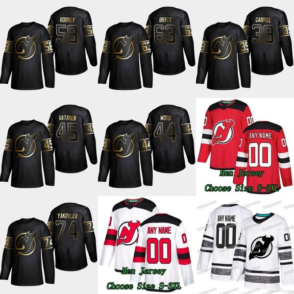 

63 Jesper Bratt 2019 Gold Black New Jersey Devils 74 Egor Yakovlev 39 Kurtis Gabriel 45 Sami Vatanen 58 Kevin Rooney 44 Miles Wood Jerseys