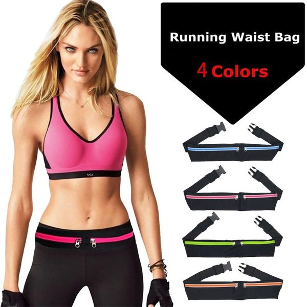 

dual pocket running belt phone pouch waist bag sports travel fanny pack for jogging cycling outdoor