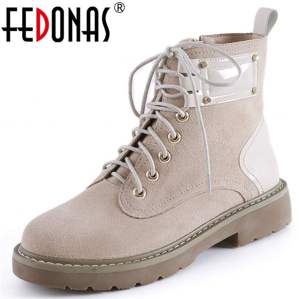 

fedonas quality cow suede women ankle boots classic basic office shoes woman winter warm high heels female platform short boots, Black