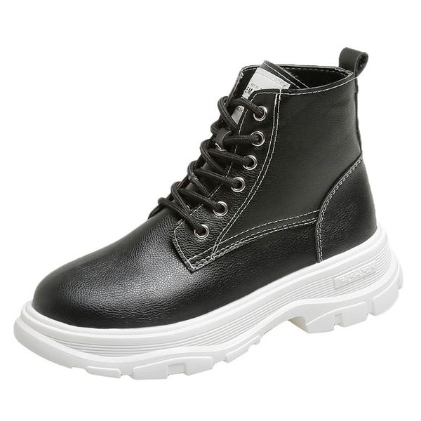 

winter white boots women fashion platform ankle boots lace up combat snow shoes woman warm plush 2019 new winter, Black