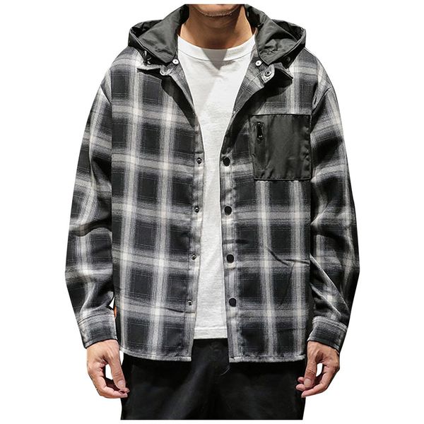 

men's fashion denim jacket men's casual bomber jacket hip hop men retro denim streetwear plaid printing, Black;brown