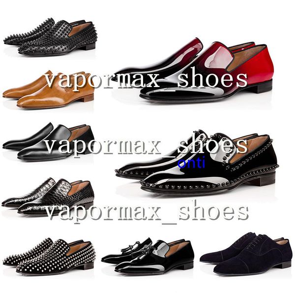 

2019 leather shoes bottoms bottom designer studded spikes brand mens casual shoes men party lover athletic shoes size eur40-45, Black