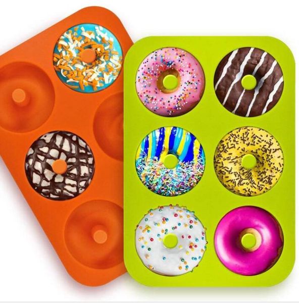 

baking moulds 6 cavity non-stick donut mould baking mold mould pan donut muffin cake silicone doughnut bakeware dhl lxl1146-1