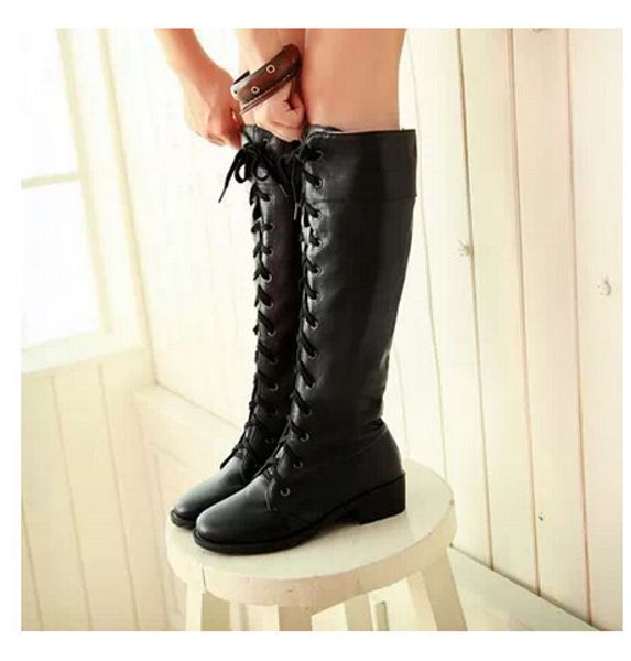 

cosplay boots sapatos femininos shoes woman 2018 knee high 4cm low heel us size 8.5 size 9 motorcycle fall autumn women boots, Black