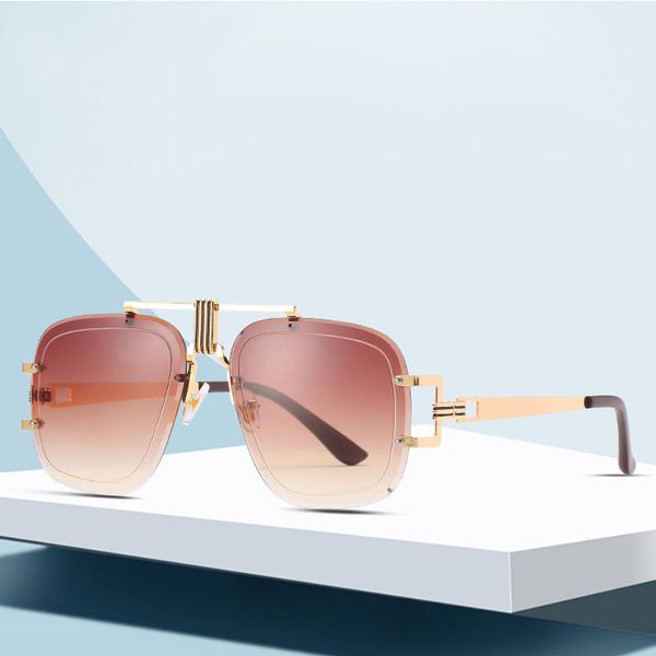 

toyearn 2019 new fashion brand design vintage rimless square sunglasses women retro gradient sun glasses for female uv400