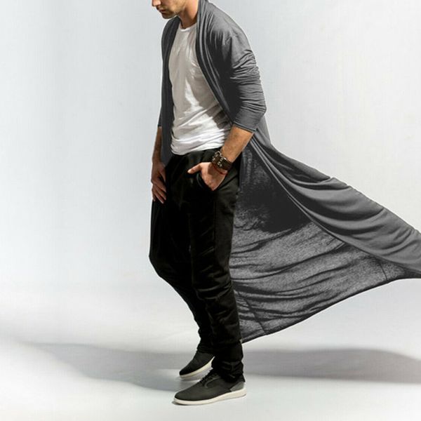 

droppshiping full length men baggy casual coat cape solid loose long cardigan cloak j55, Tan;black