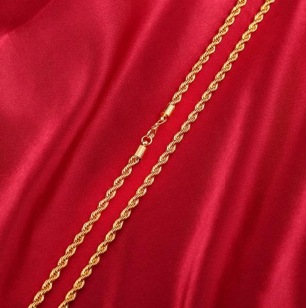 

100 шт / много, лучший продавец twisted поворот цепи ожерелье 4мм шириной 18k позолоченный ожерелье сплава материал не выгорают хип-хоп ожер, Silver