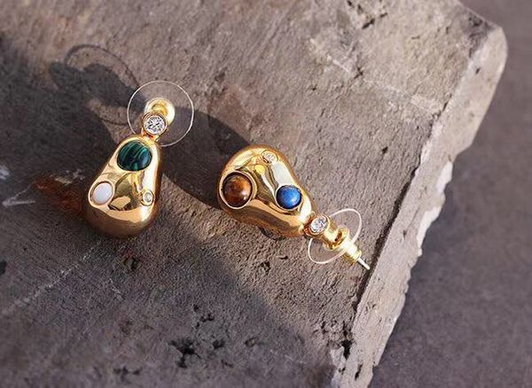 

fashion- pendant earring luxury jewelry 925 silver needle pure brass thick 18k gold plating earrings stud earrings for women asymmetric chr, Golden;silver