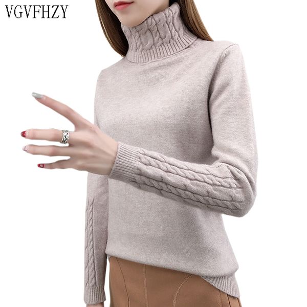 

2019 autumn winter cashmere sweater female pullover high collar turtleneck sweater women solid color lady basic, White;black