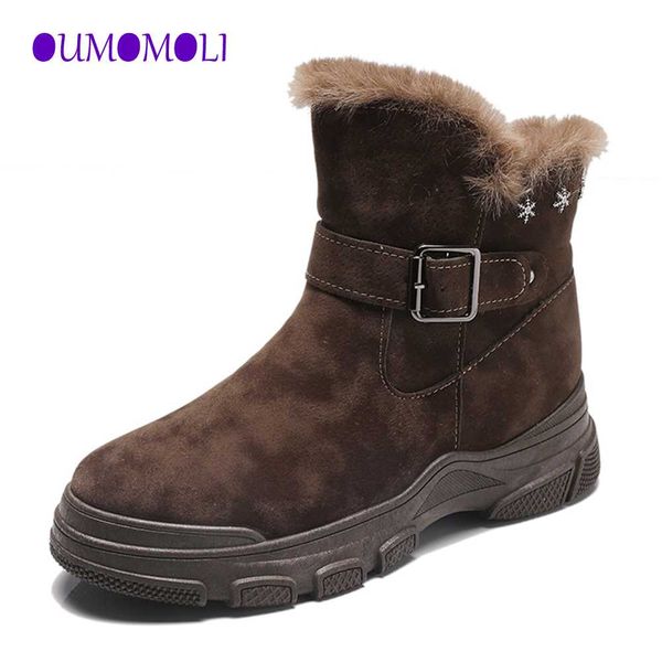

2019 fashion new suede leather women ankle boots winter for women natural fur short snow boots shoes x952, Black