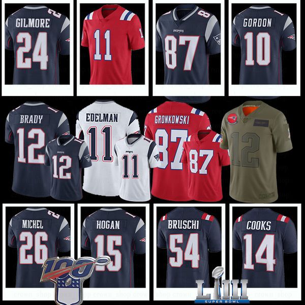 

12 tom brady patriot jer ey 11 julian edelman 87 rob gronkow ki 24 tephon gilmore 26 ony michel 54 dont 039 a hightower 10 jo h gordon, Black;red