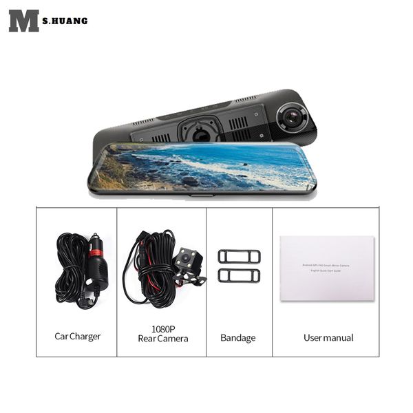 

full hd 10 inch touch screen car dvr rear view mirror dash cam car camera 1080p back camera dual lens video recorder