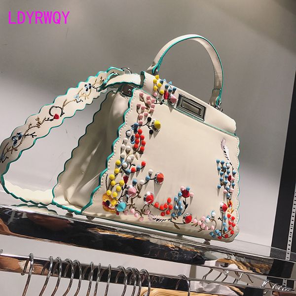 

new fashion bags women embroidered rivet bags jacquard women floral