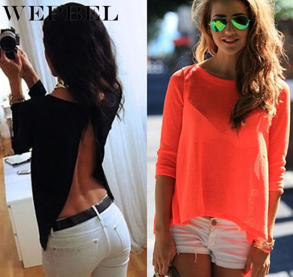 

wepbel мода летняя рубашка топы новые женские свободные с длинным рукавом шифон повседневная блузка, White