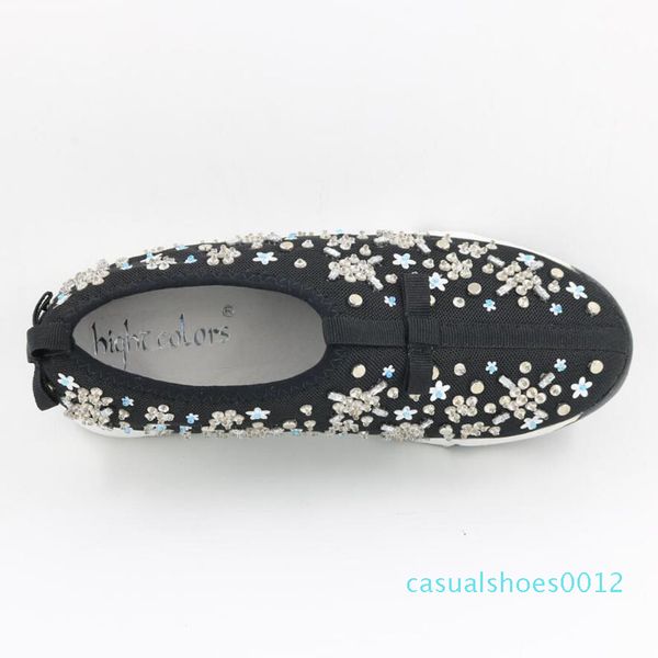 

size 34-40 shoes female summer handmade mesh shoes embroidery women casual flats sequin heavy-bottomed for women c12, Black